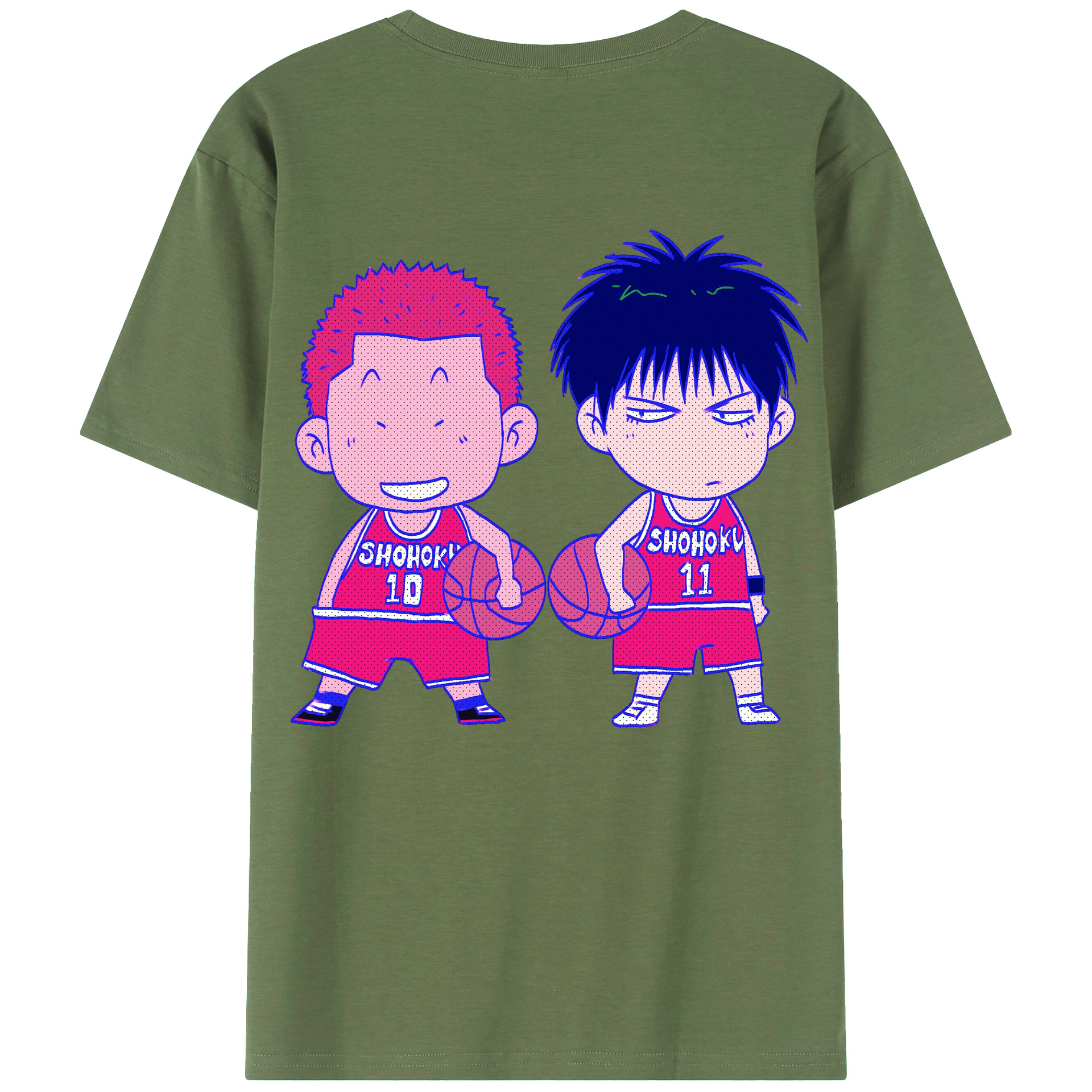 （画像用） SLAM DUNK／スラムダンク 綿100％ メンズ半袖Tシャツ（バックプリント） 通気性